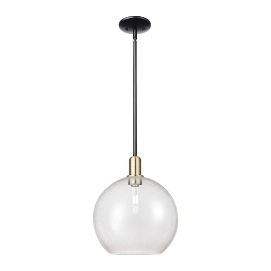 Innovations Athens 12in 1-Light Mini Pendant | Industrial Black Antique Brass Steel and Seedy Glass | Kitchen Island | 11.75 x | Model 716-1S-BAB-G124-12