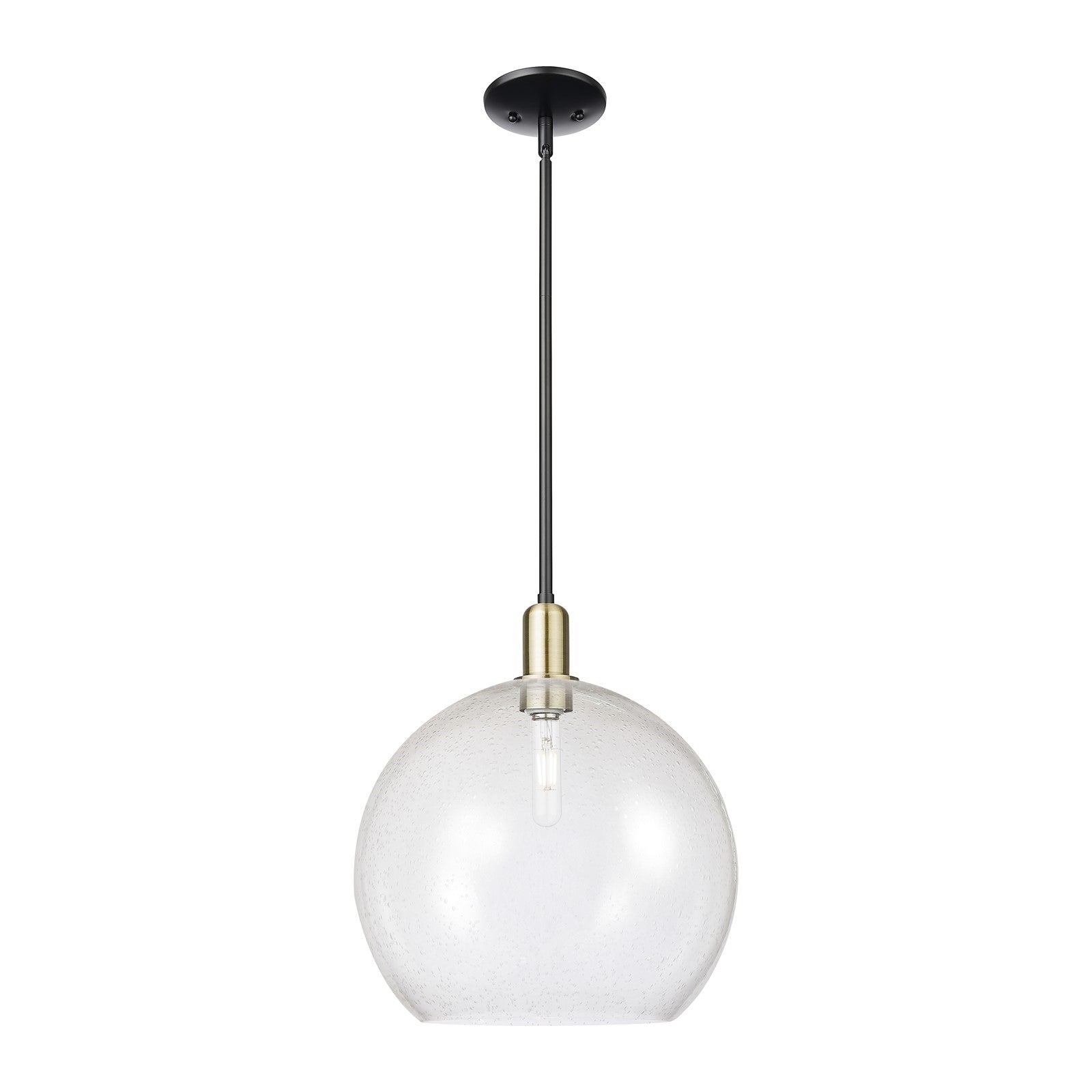 Innovations Athens 14in 1-Light Mini Pendant | Industrial Black Antique Brass Steel and Seedy Glass | Kitchen Island & Dining | Model 716-1S-BAB-G124-14