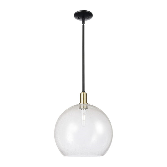 Innovations Athens 14in 1-Light Mini Pendant | Industrial Black Antique Brass Steel and Seedy Glass | Kitchen Island & Dining | Model 716-1S-BAB-G124-14