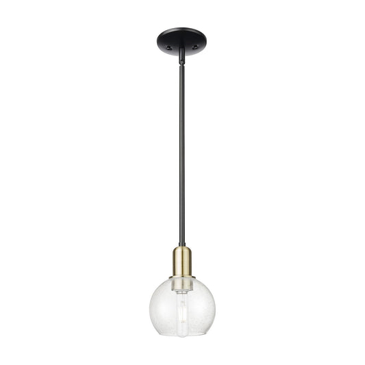 Innovations Athens 6in 1-Light Mini Pendant | Industrial Black Antique Brass Steel and Seedy Glass | Kitchen Island & Dining | Model 716-1S-BAB-G124-6