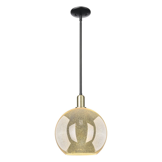 Innovations Athens 12in 1-Light Mini Pendant | Industrial Black Antique Brass Steel and Mercury Glass | Kitchen Island & Dining | Model 716-1S-BAB-G128-12