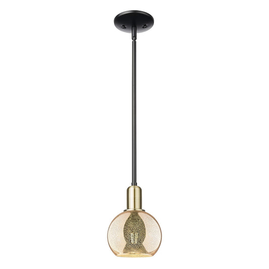 Innovations Athens 6in 1-Light Mini Pendant | Industrial Black Antique Brass and Mercury Glass | Kitchen Island & Dining Room | Model 716-1S-BAB-G128-6