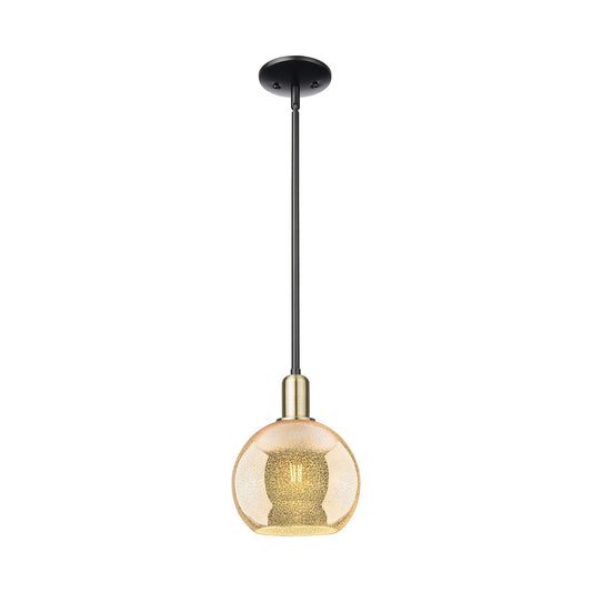 Innovations Athens 8in 1-Light Mini Pendant | Industrial Black Antique Brass and Mercury Glass | Kitchen Island & Dining Room | Model 716-1S-BAB-G128-8