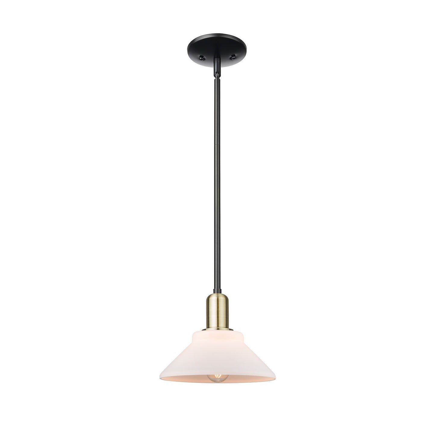 Innovations Orwell 1-Light Mini Pendant | Industrial Black Antique Brass and Matte White Glass | Kitchen Island & Dining Room | Model 716-1S-BAB-G131