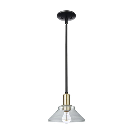 Innovations Orwell 8in 1-Light Mini Pendant | Industrial Black Antique Brass and Clear Glass | Kitchen Island & Dining Room | 8.38 | Model 716-1S-BAB-G132