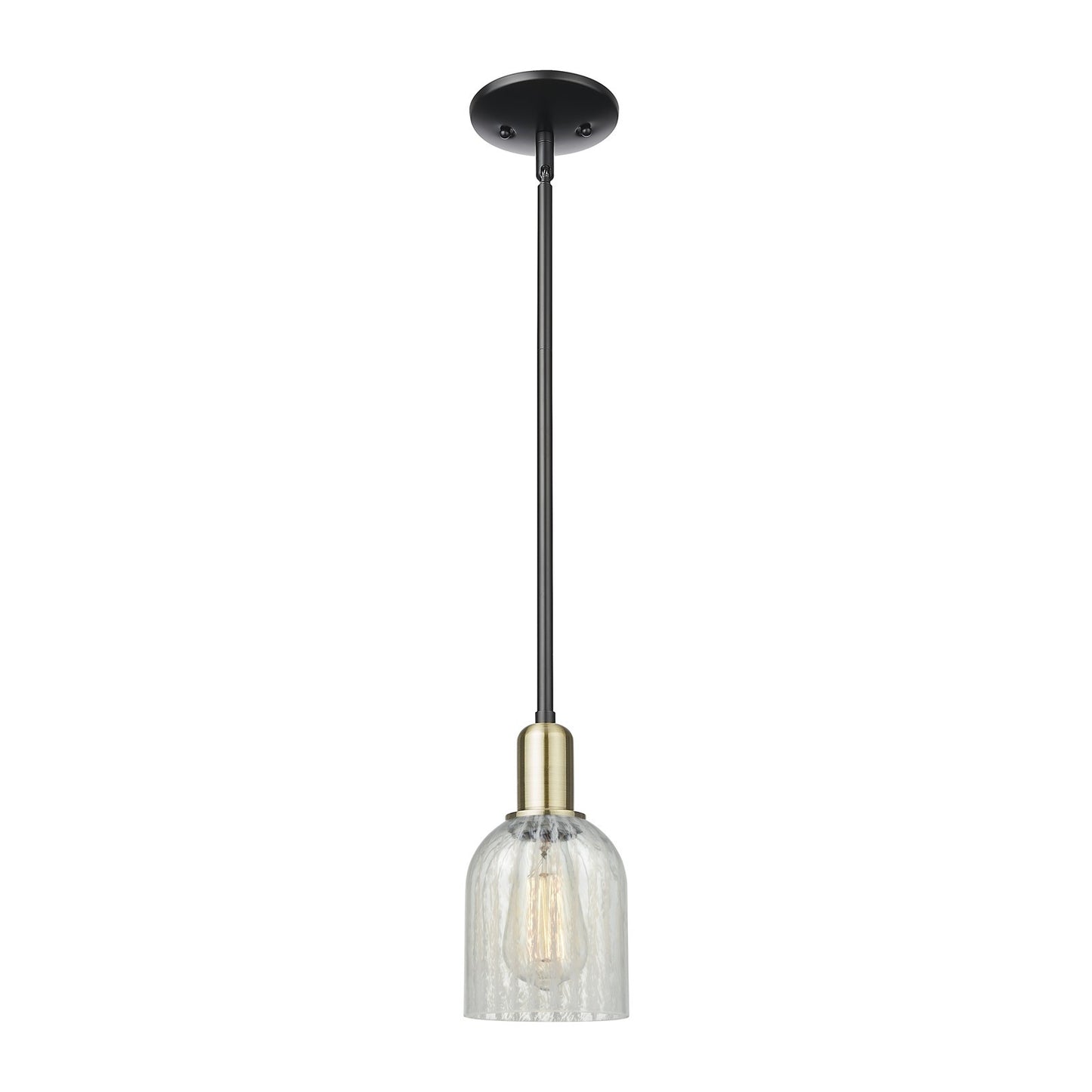 Innovations Caledonia 5in 1-Light Mini Pendant | Industrial Black Antique Brass Steel and Mouchette Glass | Kitchen Island & | Model 716-1S-BAB-G2511