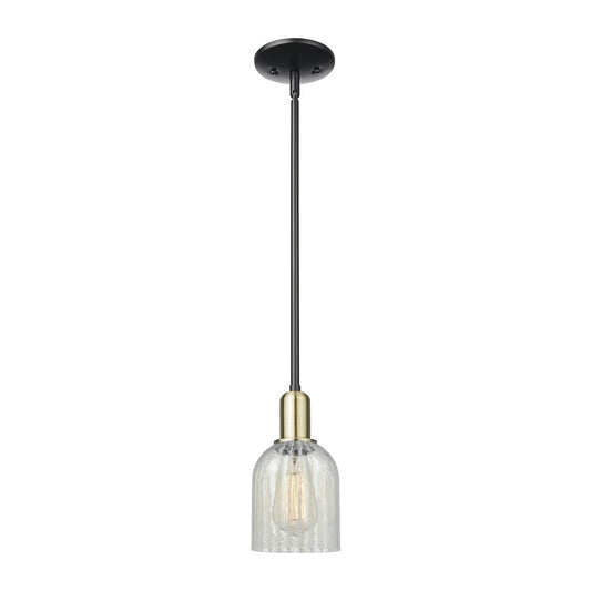 Innovations Caledonia 5in 1-Light Mini Pendant | Industrial Black Antique Brass Steel and Mouchette Glass | Kitchen Island & | Model 716-1S-BAB-G2511