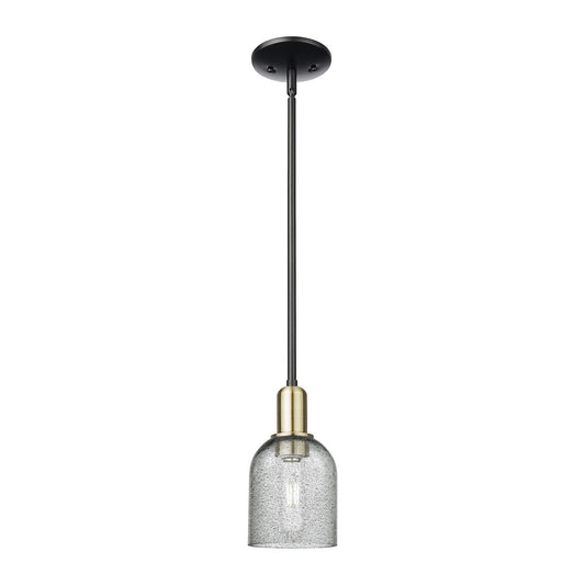 Innovations Caledonia 5in 1-Light Mini Pendant | Industrial Black Antique Brass and Charcoal Glass | Kitchen Island & Dining Room | Model 716-1S-BAB-G257
