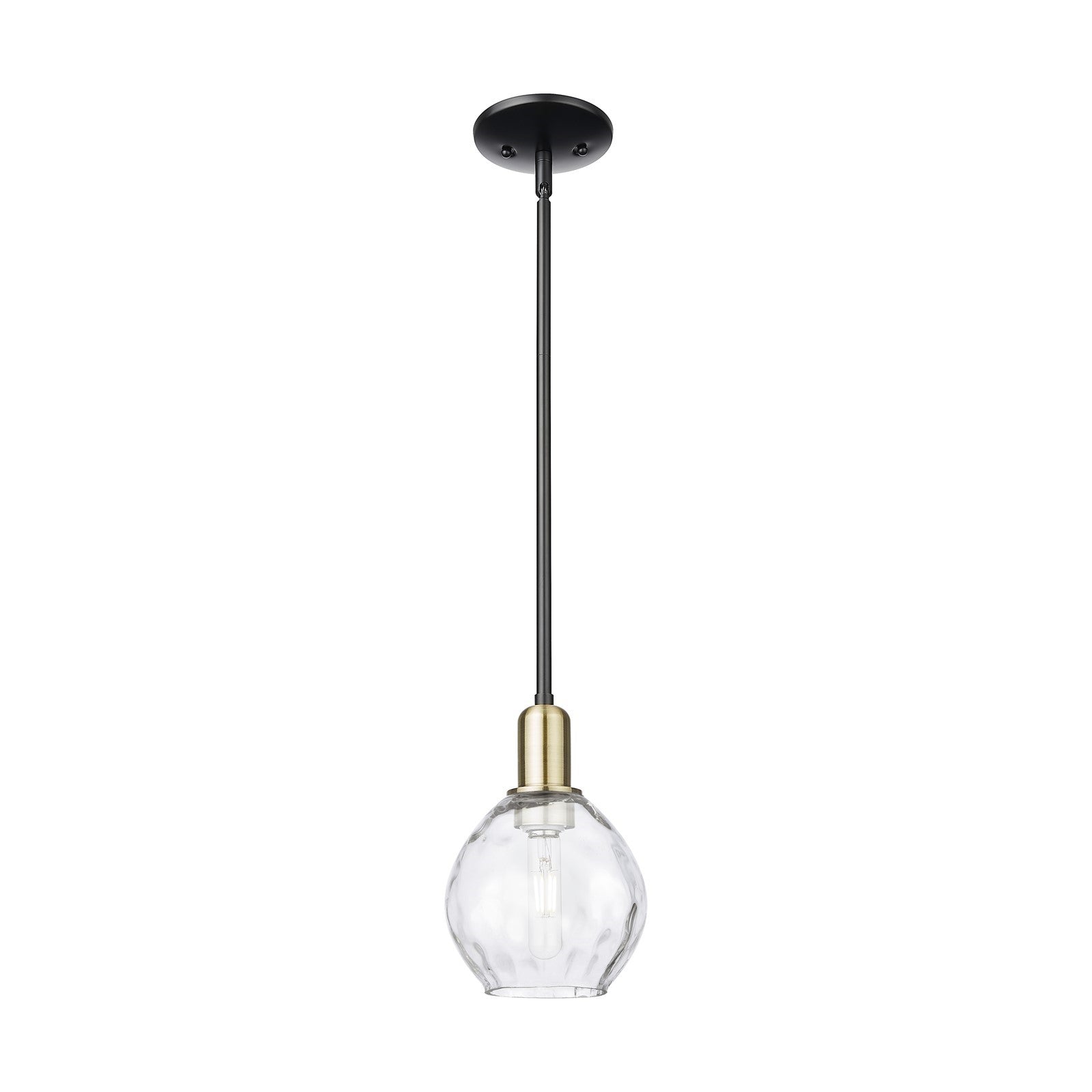 Innovations Waverly 6in 1-Light Mini Pendant | Industrial Black Antique Brass and Clear Glass | Kitchen Island & Dining Room | 6 x | Model 716-1S-BAB-G362