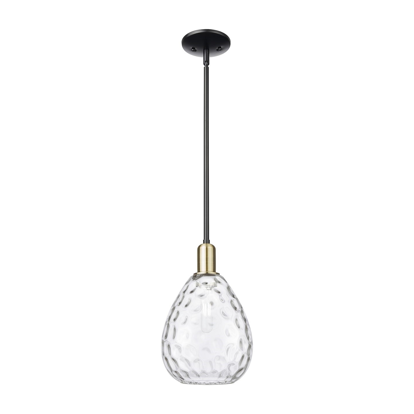 Innovations Waverly 8in 1-Light Mini Pendant | Industrial Black Antique Brass and Clear Glass | Kitchen Island & Dining Room | Model 716-1S-BAB-G372