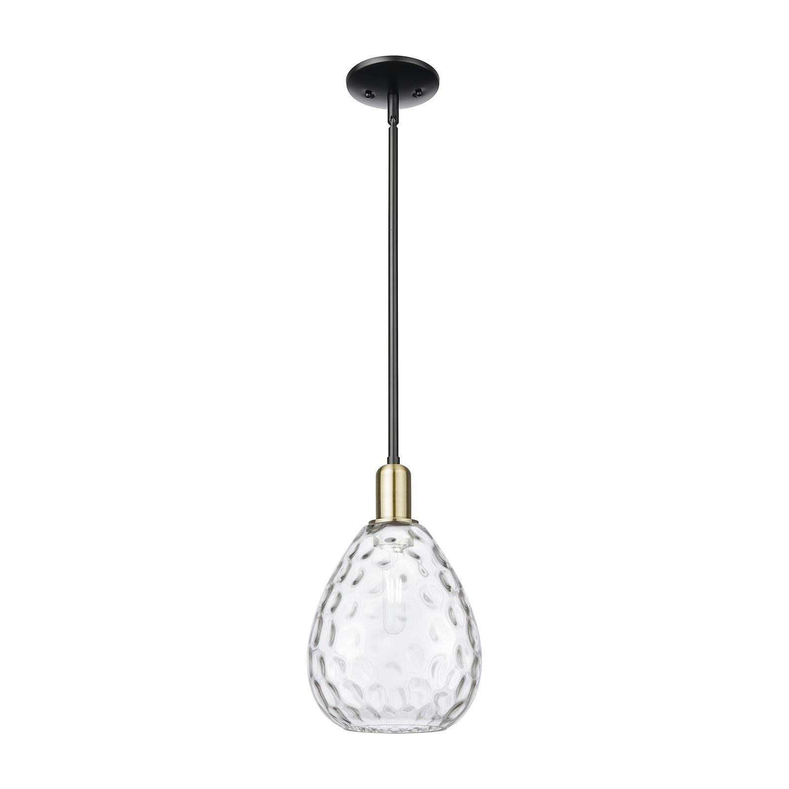 Innovations Waverly 8in 1-Light Mini Pendant | Industrial Black Antique Brass and Clear Glass | Kitchen Island & Dining Room | Model 716-1S-BAB-G372