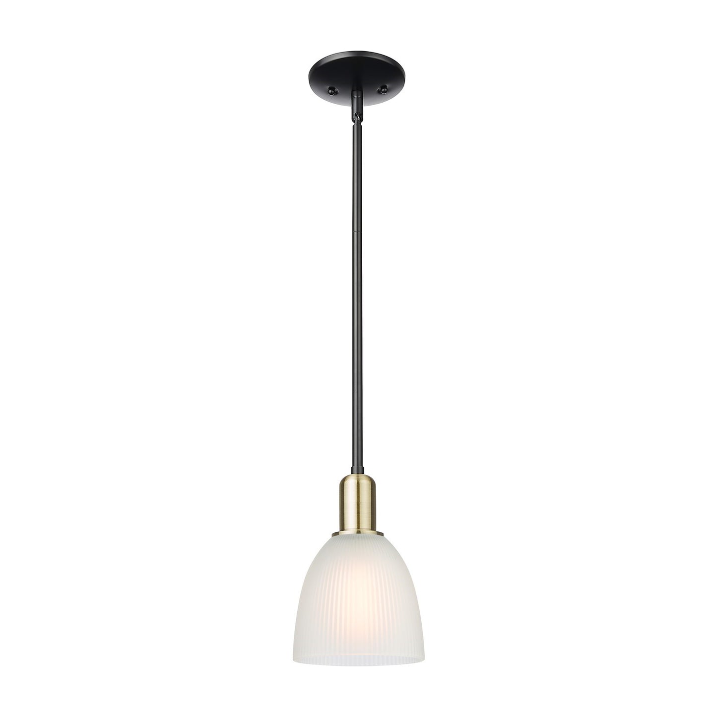 Innovations Castile 6in 1-Light Mini Pendant | Industrial Black Antique Brass and White Glass | Kitchen Island & Dining Room | 6 x | Model 716-1S-BAB-G381