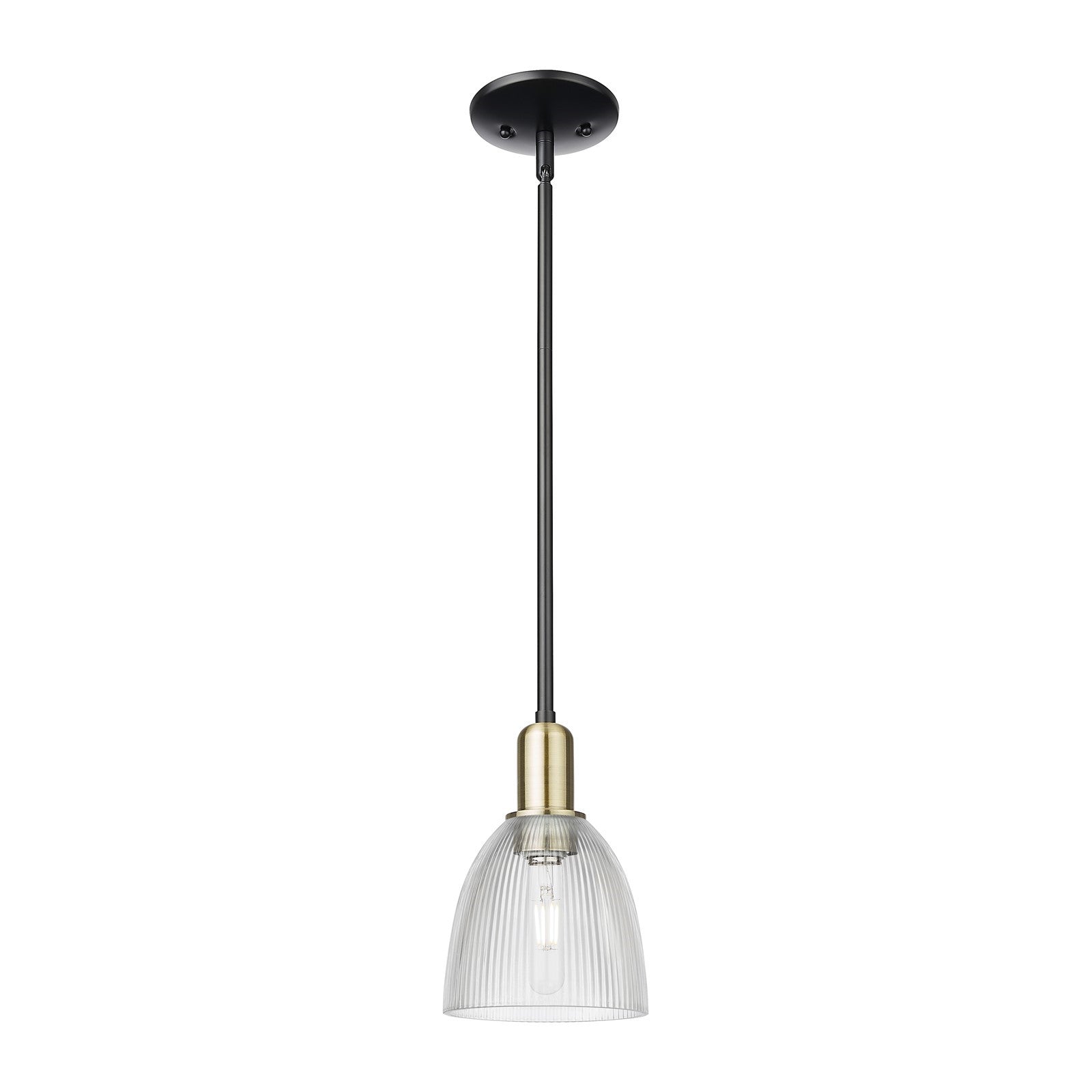 Innovations Castile 6in 1-Light Mini Pendant | Industrial Black Antique Brass and Clear Glass | Kitchen Island & Dining Room | 6 x | Model 716-1S-BAB-G382