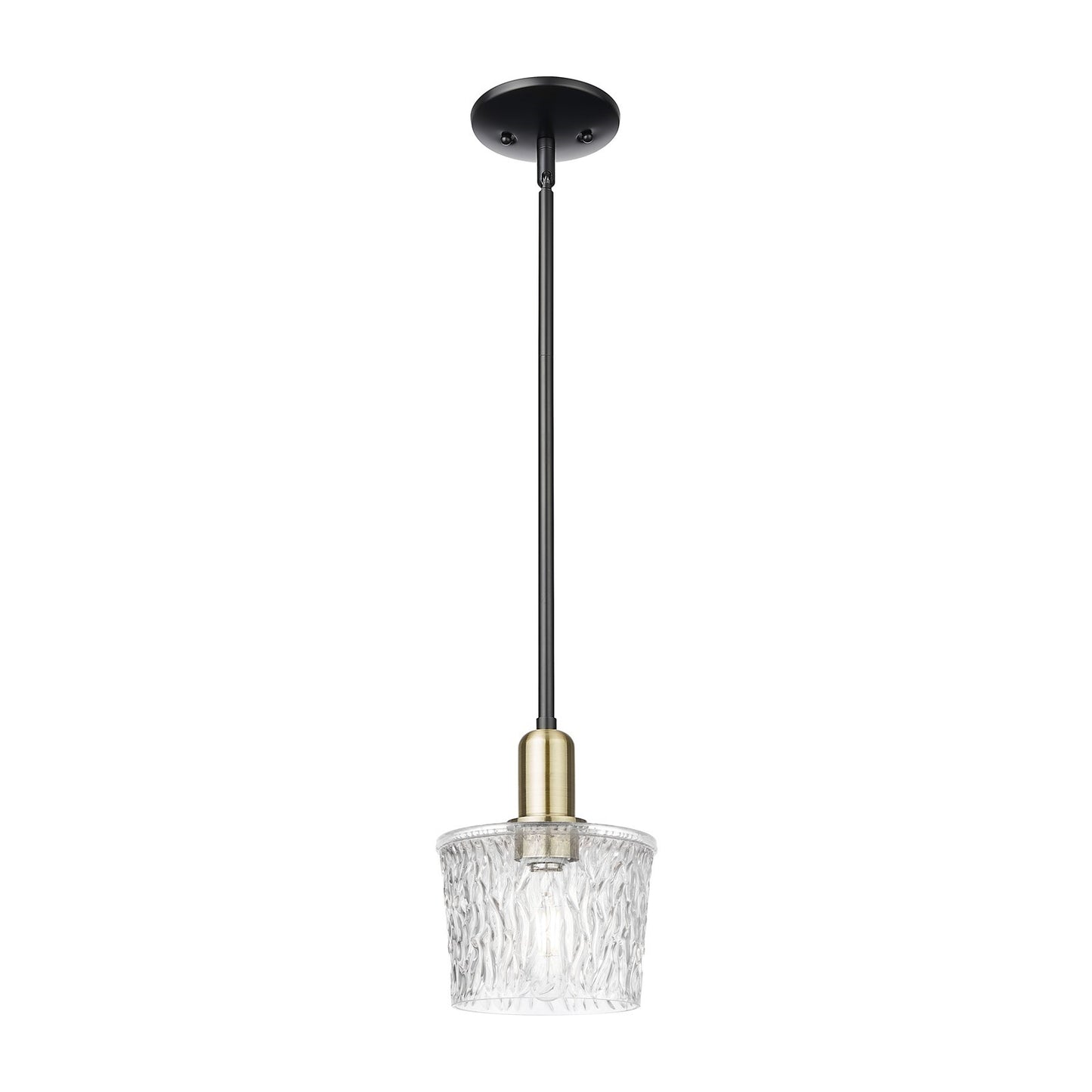 Innovations Niagara 7in 1-Light Mini Pendant | Industrial Black Antique Brass and Clear Glass | Kitchen Island & Dining Room | Model 716-1S-BAB-G402