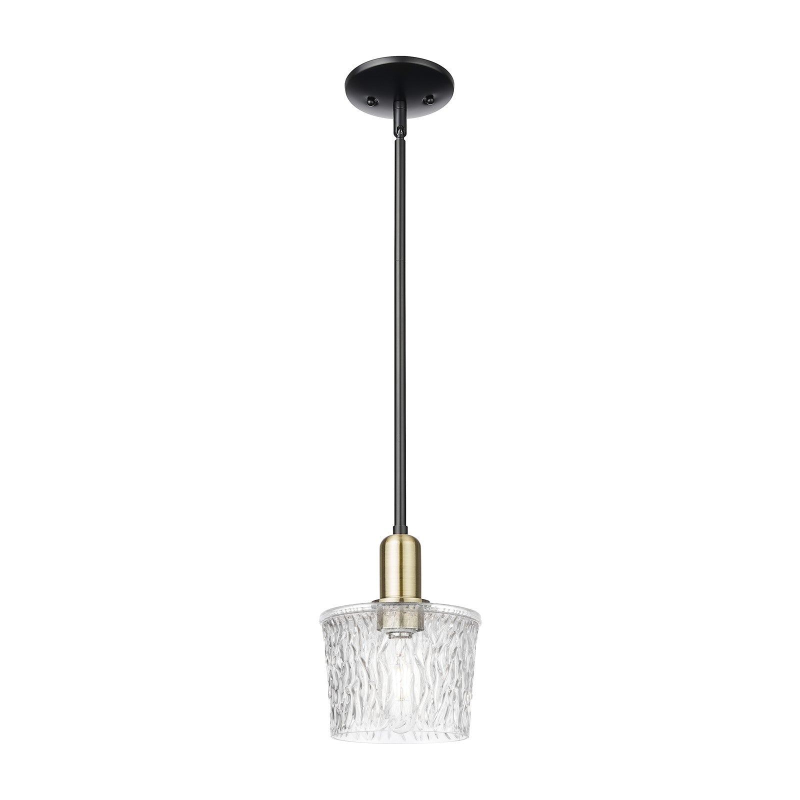 Innovations Niagara 7in 1-Light Mini Pendant | Industrial Black Antique Brass and Clear Glass | Kitchen Island & Dining Room | Model 716-1S-BAB-G402