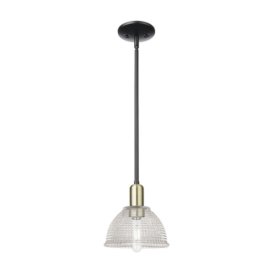 Innovations Arietta 8in 1-Light Mini Pendant | Industrial Black Antique Brass Steel and Clear Glass | Kitchen Island & Dining Room | Model 716-1S-BAB-G422