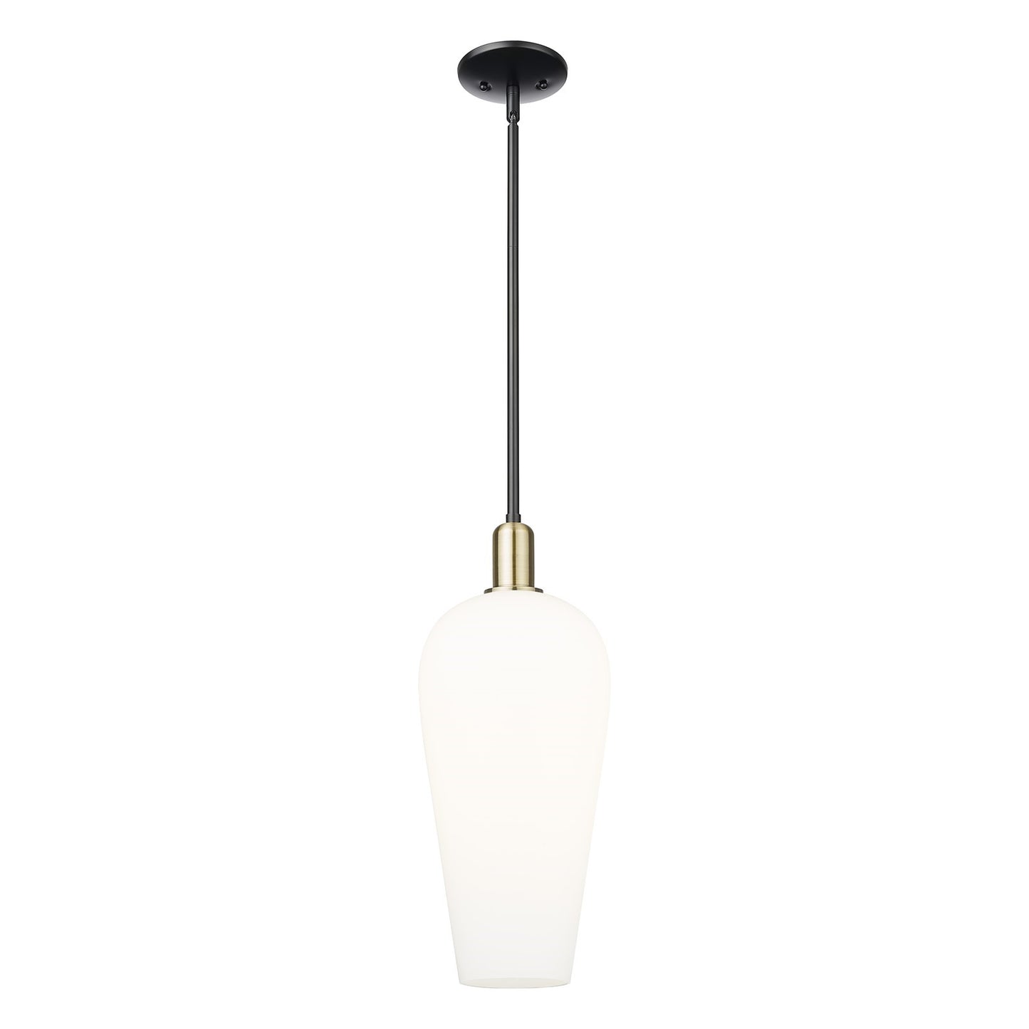 Innovations Chelsea 8in 1-Light Mini Pendant | Industrial Black Antique Brass and White Glass | Kitchen Island & Dining Room | Model 716-1S-BAB-G456-8WH