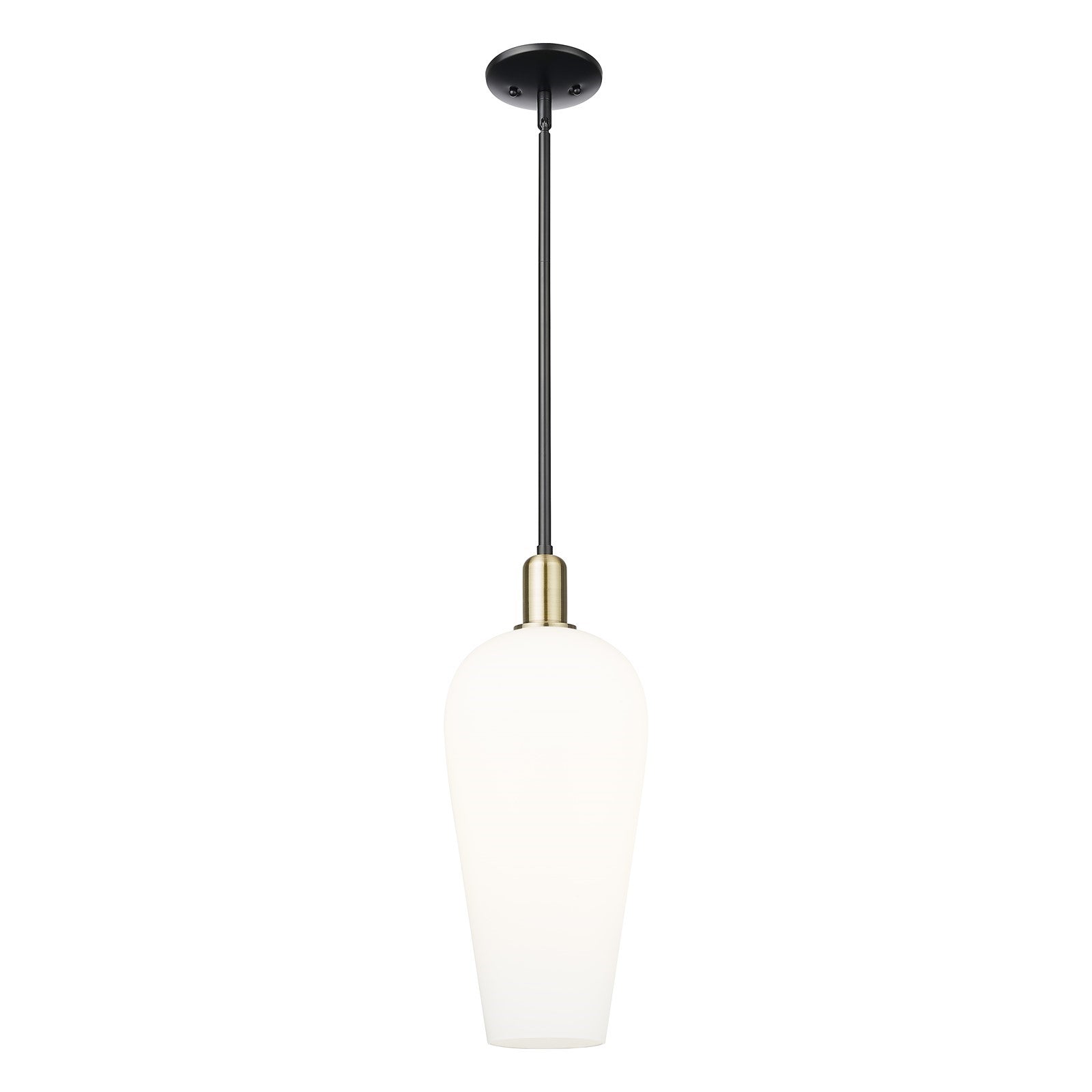 Innovations Chelsea 8in 1-Light Mini Pendant | Industrial Black Antique Brass and White Glass | Kitchen Island & Dining Room | Model 716-1S-BAB-G456-8WH