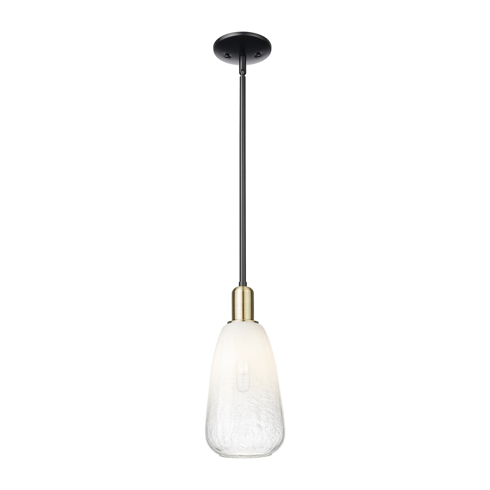 Innovations Brookhaven Almond 6in 1-Light Mini Pendant | Industrial Black Antique Brass and Opal Glass | Kitchen Island & | Model 716-1S-BAB-G480-6OP