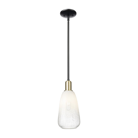 Innovations Brookhaven Almond 6in 1-Light Mini Pendant | Industrial Black Antique Brass and Opal Glass | Kitchen Island & | Model 716-1S-BAB-G480-6OP