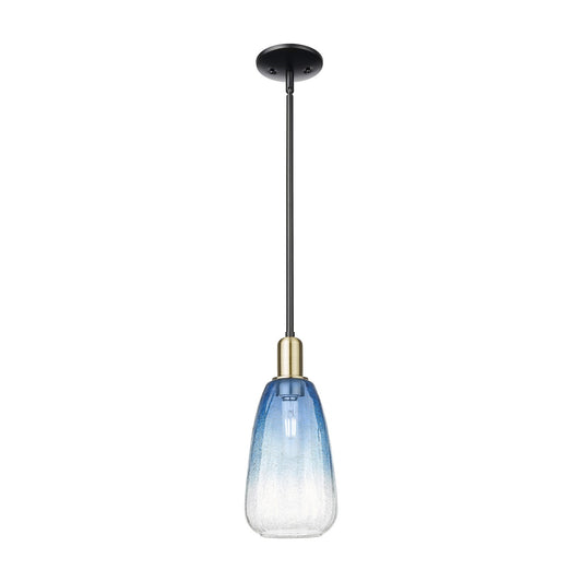 Innovations Brookhaven Almond 6in 1-Light Mini Pendant | Industrial Black Antique Brass and Sapphire Blue Glass | Kitchen | Model 716-1S-BAB-G480-6SB