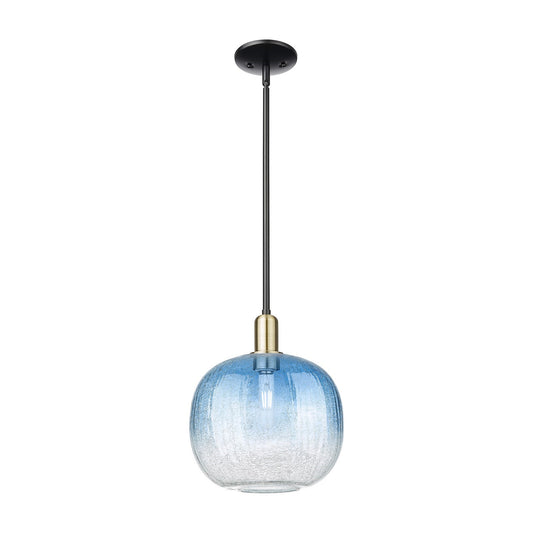 Innovations Brookhaven Sphere 10.5in 1-Light Mini Pendant | Industrial Black Antique Brass Steel and Sapphire Blue Glass | Model 716-1S-BAB-G481-10SB