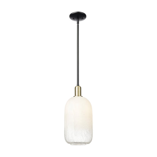Innovations Brookhaven Cloche 7in 1-Light Mini Pendant | Industrial Black Antique Brass Steel and Opal Glass | Kitchen Island | Model 716-1S-BAB-G482-7OP