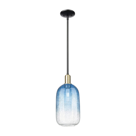 Innovations Brookhaven Cloche 7in 1-Light Mini Pendant | Industrial Black Antique Brass and Sapphire Blue Glass | Kitchen | Model 716-1S-BAB-G482-7SB
