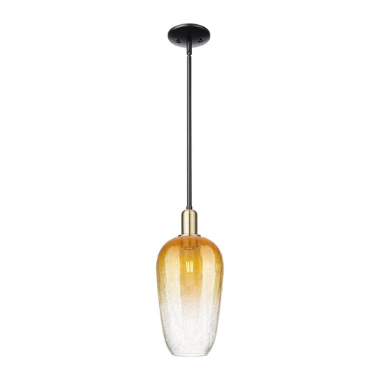 Innovations Brookhaven Flute 7in 1-Light Mini Pendant | Industrial Black Antique Brass and Amber Glass | Kitchen Island & | Model 716-1S-BAB-G484-7AM