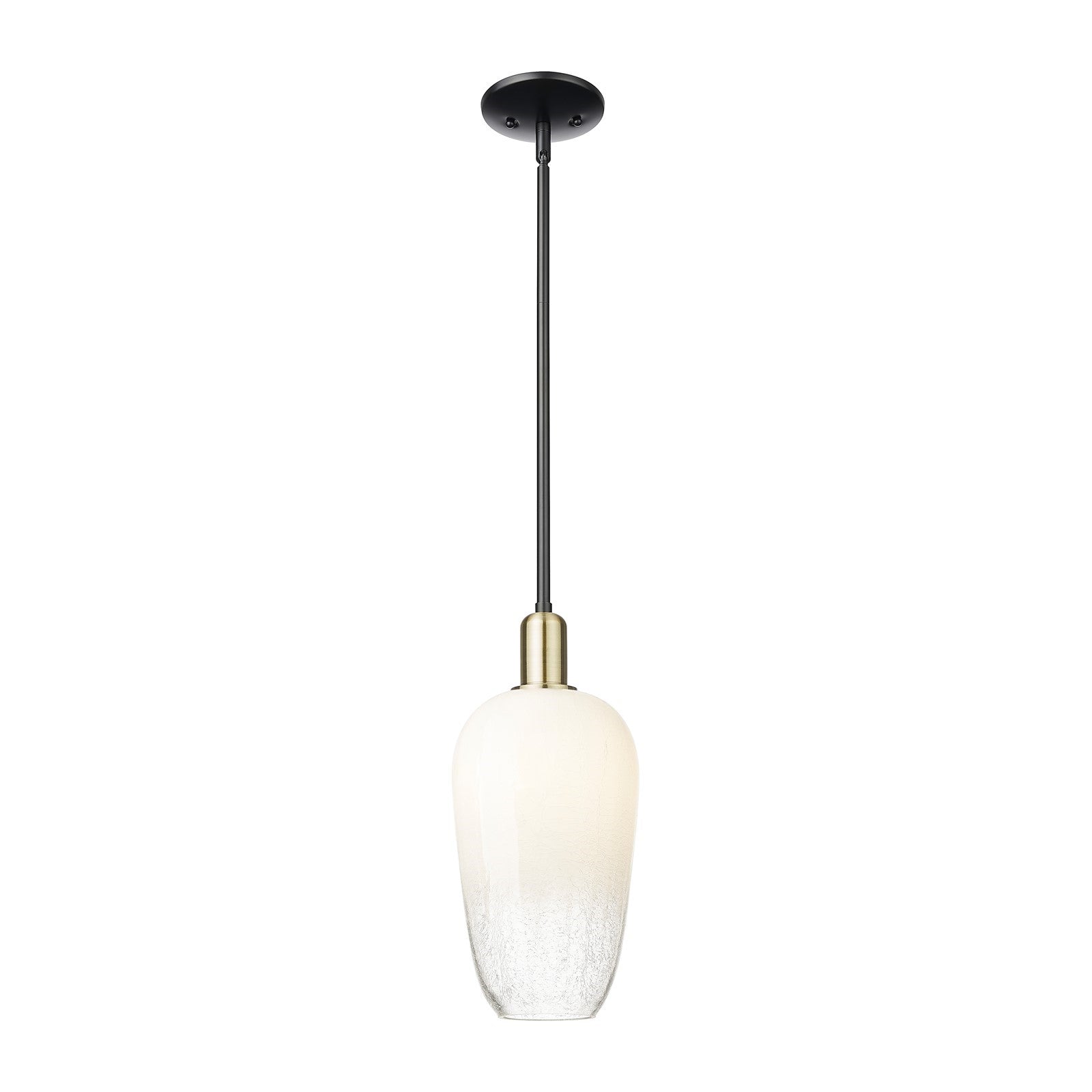 Innovations Brookhaven Flute 7in 1-Light Mini Pendant | Industrial Black Antique Brass and Opal Glass | Kitchen Island & | Model 716-1S-BAB-G484-7OP