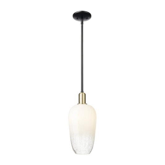 Innovations Brookhaven Flute 7in 1-Light Mini Pendant | Industrial Black Antique Brass and Opal Glass | Kitchen Island & | Model 716-1S-BAB-G484-7OP