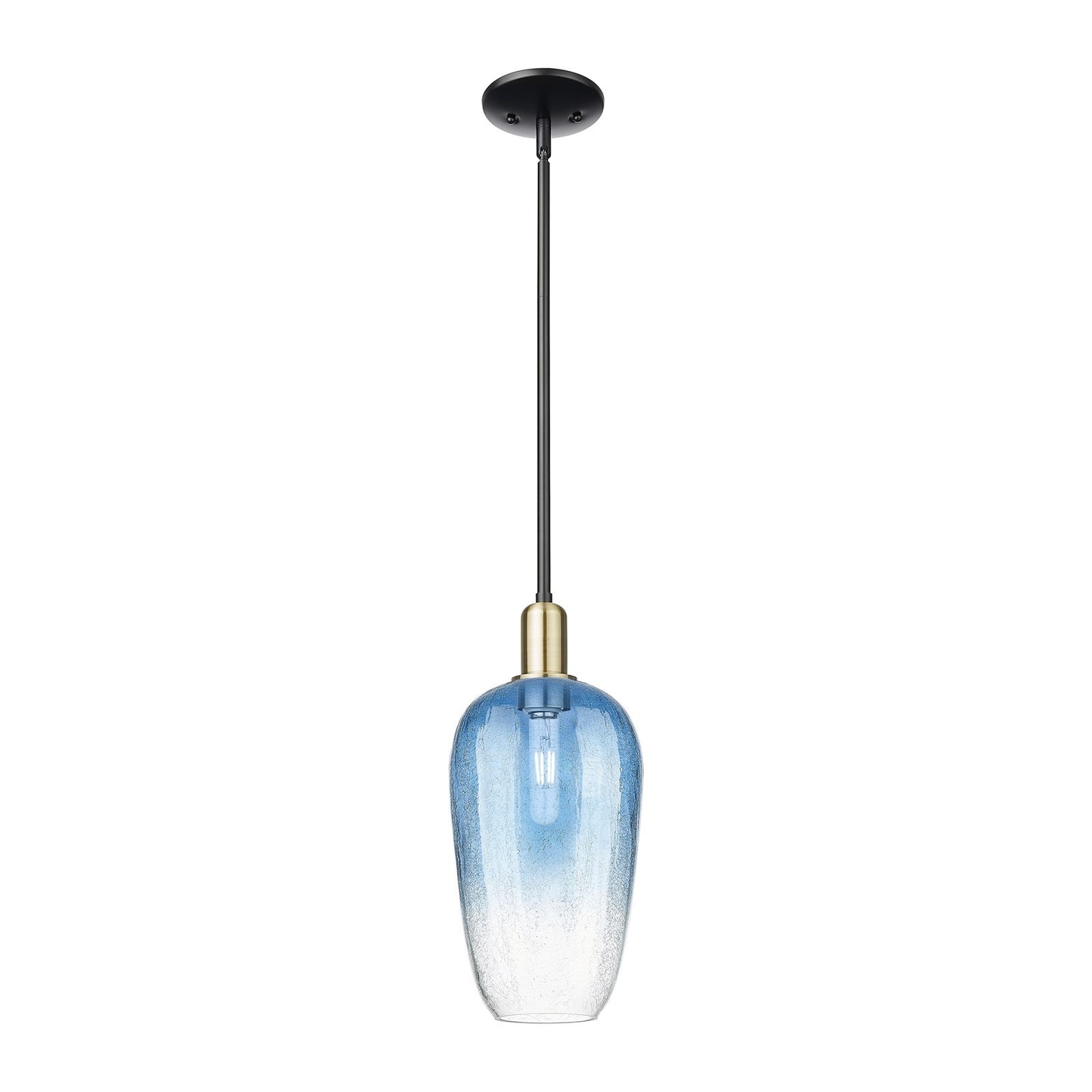 Innovations Brookhaven Flute 7in 1-Light Mini Pendant | Industrial Black Antique Brass and Sapphire Blue Glass | Kitchen | Model 716-1S-BAB-G484-7SB