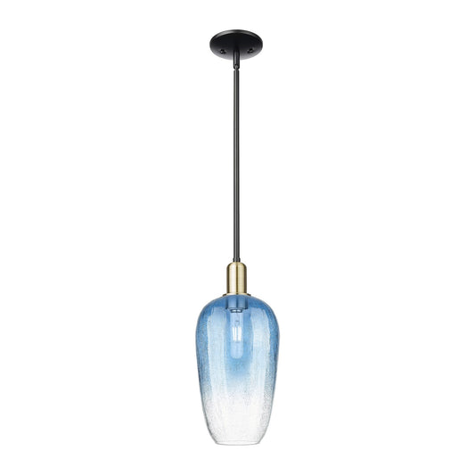 Innovations Brookhaven Flute 7in 1-Light Mini Pendant | Industrial Black Antique Brass and Sapphire Blue Glass | Kitchen | Model 716-1S-BAB-G484-7SB