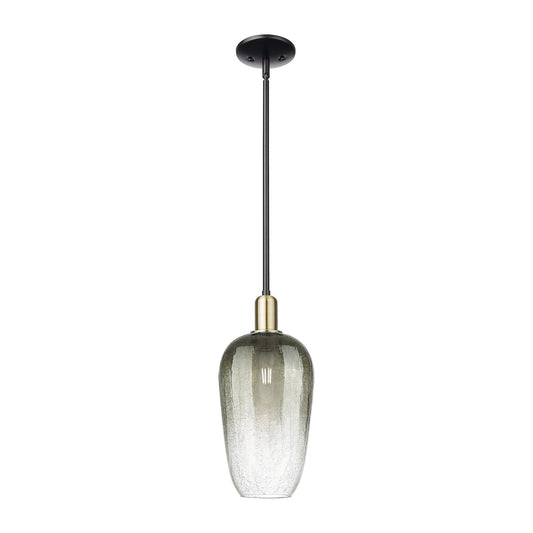 Innovations Brookhaven Flute 7in 1-Light Mini Pendant | Industrial Black Antique Brass and Slate Glass | Kitchen Island & | Model 716-1S-BAB-G484-7SL
