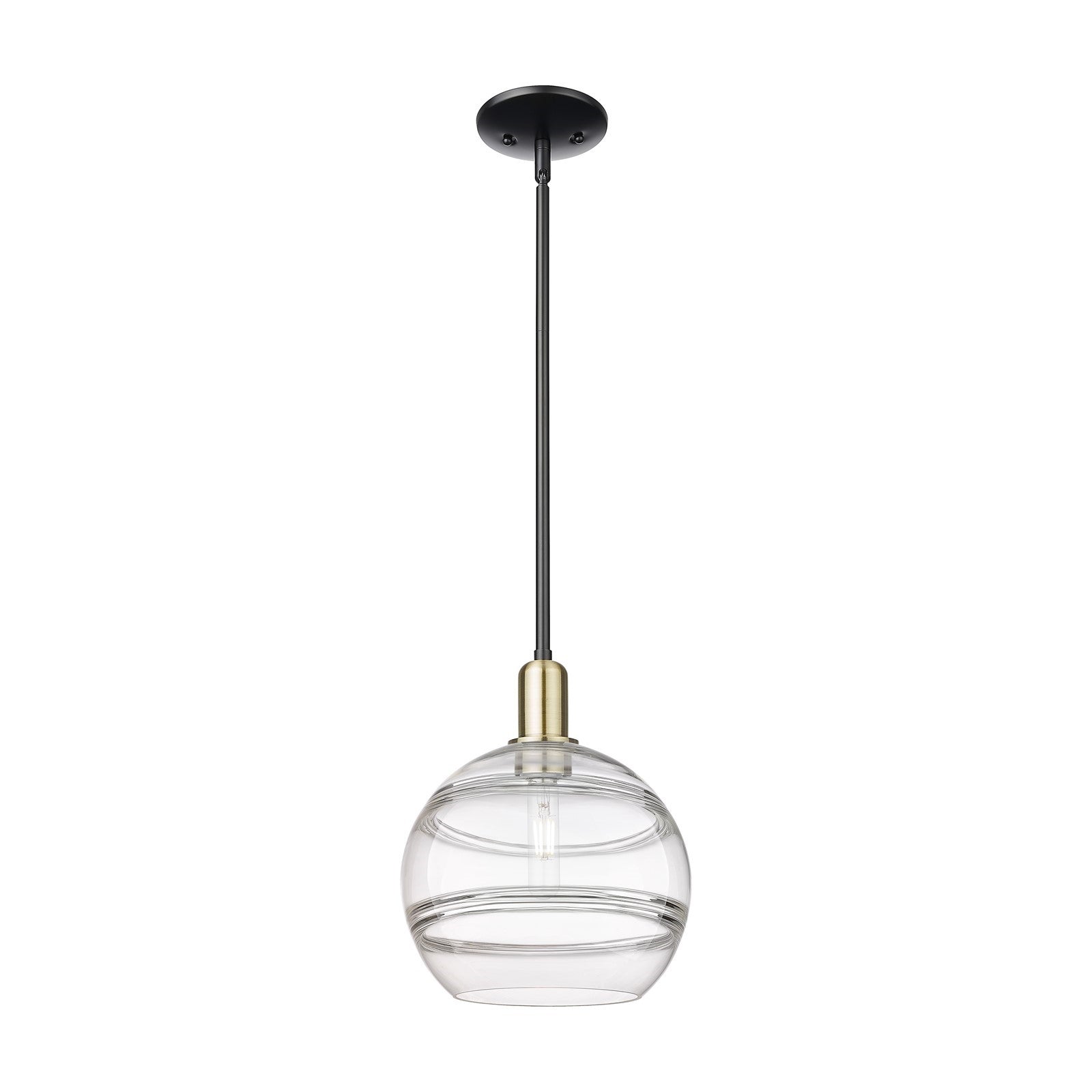Innovations Rochester 10in 1-Light Mini Pendant | Industrial Black Antique Brass and Clear Glass | Kitchen Island & Dining | Model 716-1S-BAB-G556-10CL