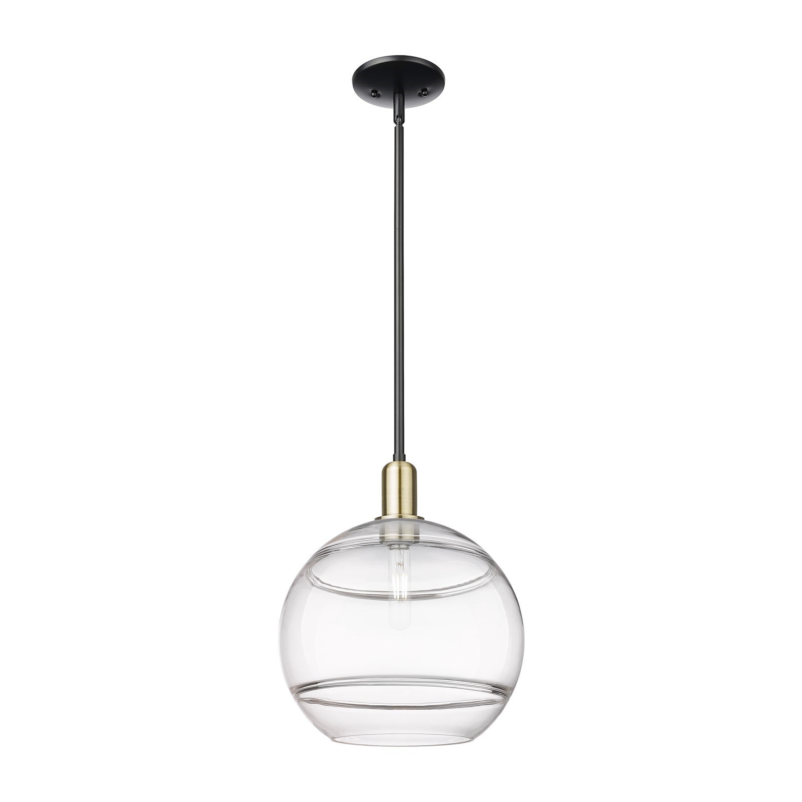 Innovations Rochester 12in 1-Light Mini Pendant | Industrial Black Antique Brass and Clear Glass | Kitchen Island & Dining | Model 716-1S-BAB-G556-12CL
