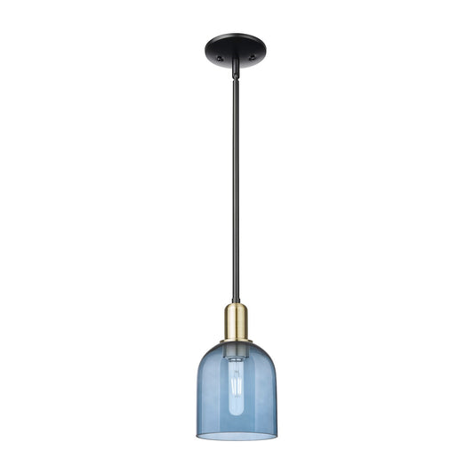 Innovations Bella 6in 1-Light Mini Pendant | Industrial Black Antique Brass and Blue Glass | Kitchen Island & Dining Room | Model 716-1S-BAB-G558-6BL