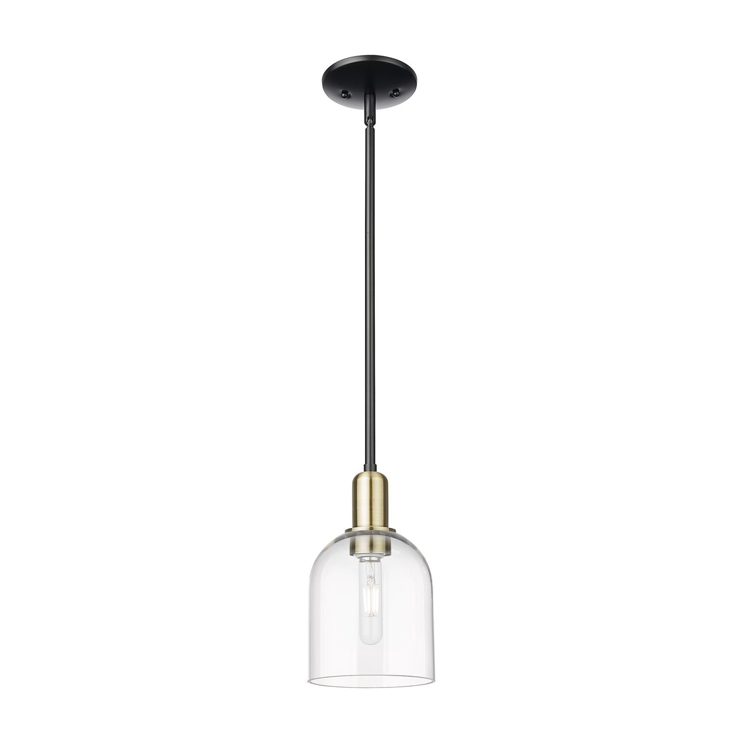 Innovations Bella 6in 1-Light Mini Pendant | Industrial Black Antique Brass Steel and Clear Glass | Kitchen Island & Dining | Model 716-1S-BAB-G558-6CL