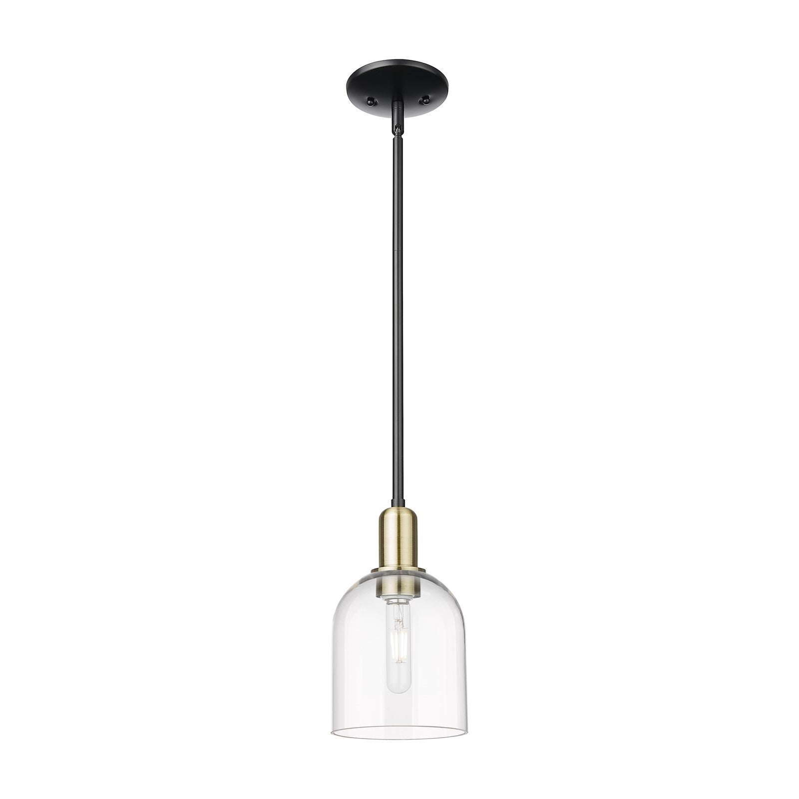 Innovations Bella 6in 1-Light Mini Pendant | Industrial Black Antique Brass Steel and Clear Glass | Kitchen Island & Dining | Model 716-1S-BAB-G558-6CL