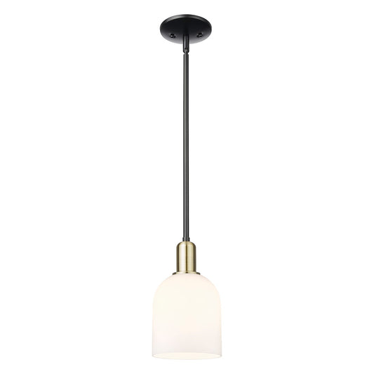 Innovations Bella 1-Light Mini Pendant | Industrial Black Antique Brass Steel and White Glass | Kitchen Island & Dining Room | Model 716-1S-BAB-G558-6GWH