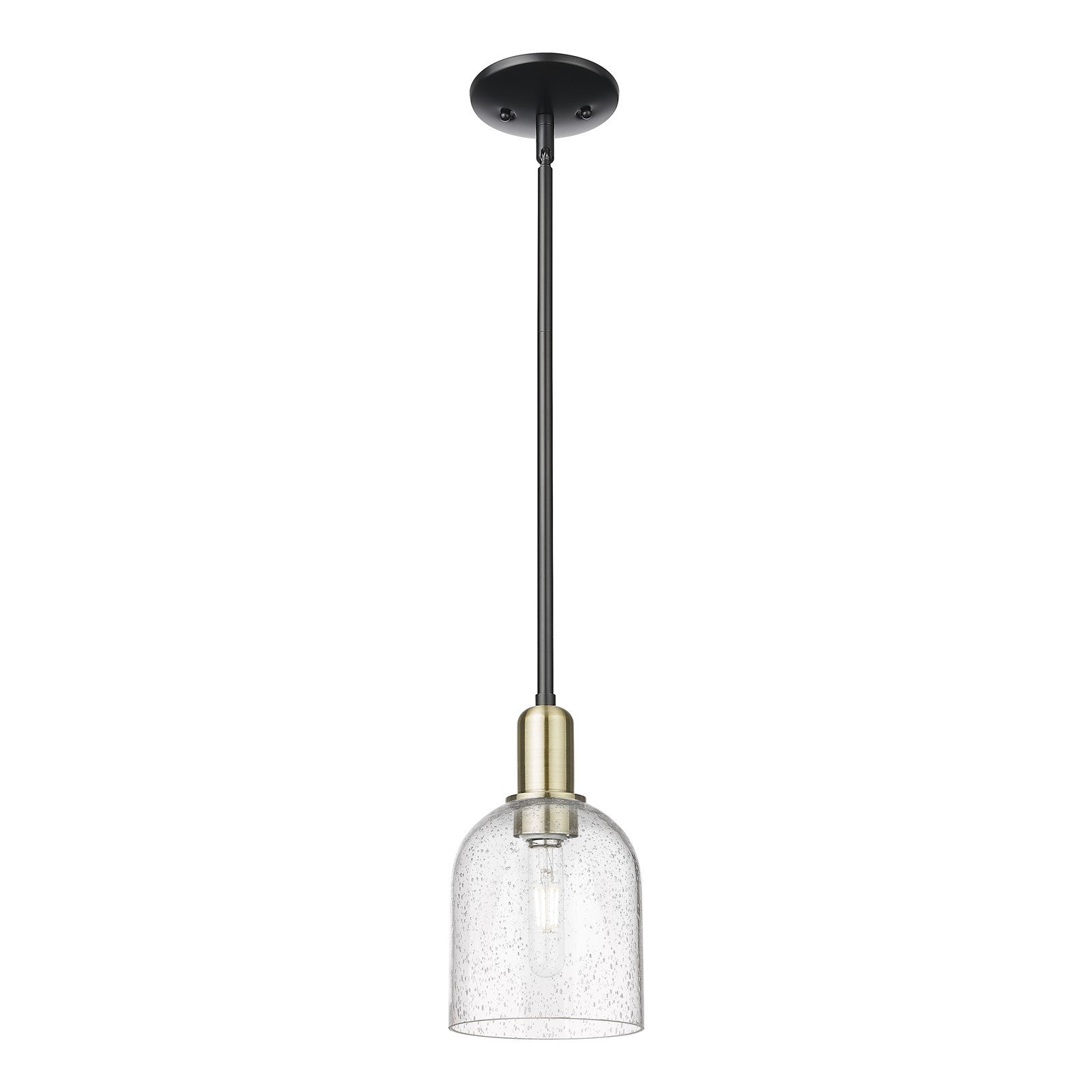 Innovations Bella 6in 1-Light Mini Pendant | Industrial Black Antique Brass Steel and Seedy Glass | Kitchen Island & Dining | Model 716-1S-BAB-G558-6SDY