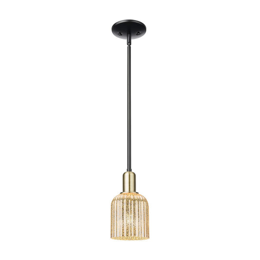 Innovations Bridal Veil 5in 1-Light Mini Pendant | Industrial Black Antique Brass Steel and Mercury Ribbed Glass | Kitchen | Model 716-1S-BAB-G559-5ME