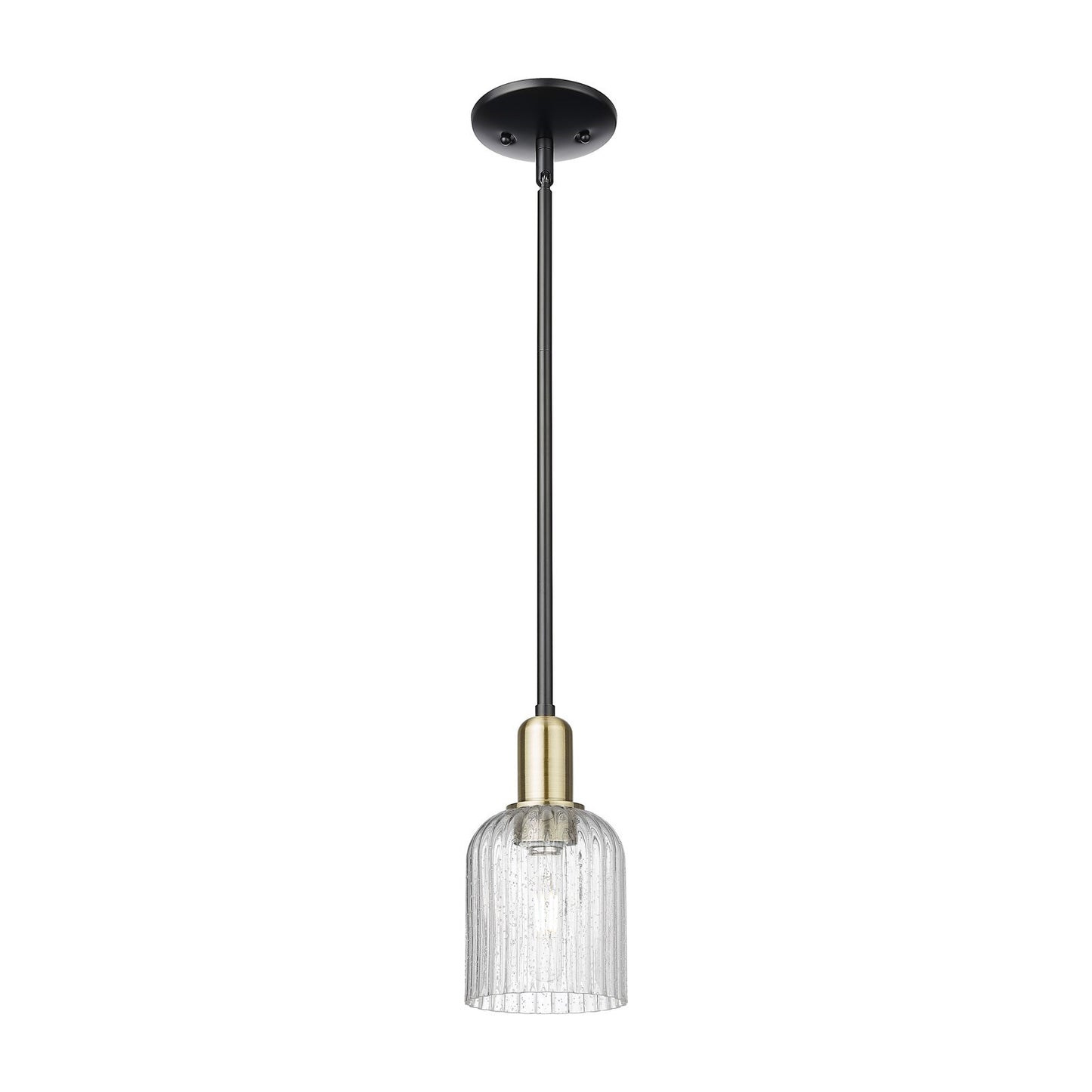 Innovations Bridal Veil 5in 1-Light Mini Pendant | Industrial Black Antique Brass Steel and Seedy Ribbed Glass | Kitchen | Model 716-1S-BAB-G559-5SDY