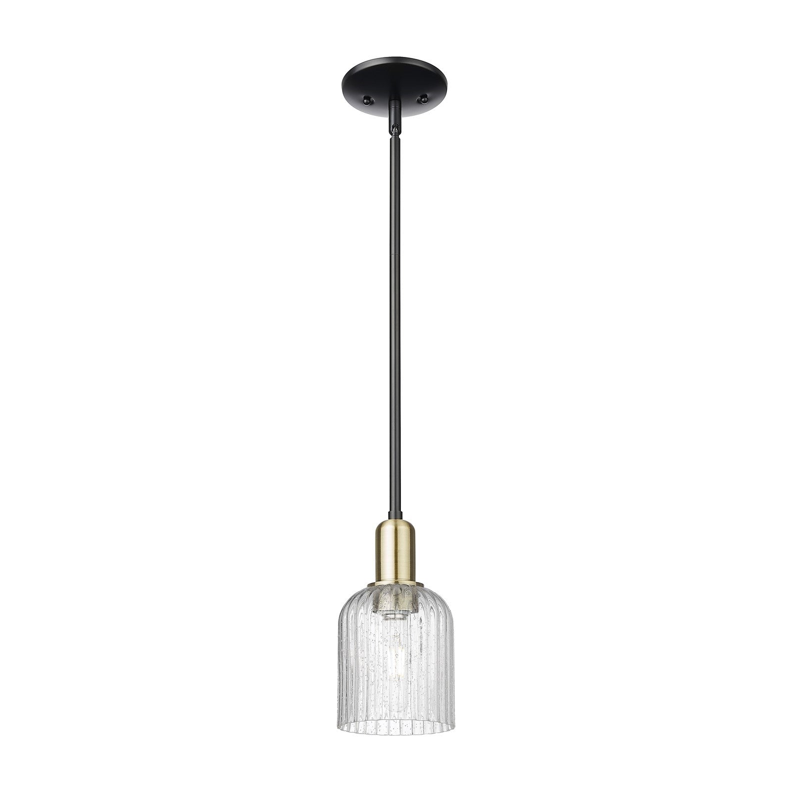 Innovations Bridal Veil 5in 1-Light Mini Pendant | Industrial Black Antique Brass Steel and Seedy Ribbed Glass | Kitchen | Model 716-1S-BAB-G559-5SDY