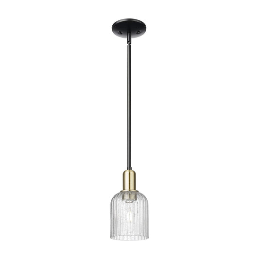 Innovations Bridal Veil 5in 1-Light Mini Pendant | Industrial Black Antique Brass Steel and Seedy Ribbed Glass | Kitchen | Model 716-1S-BAB-G559-5SDY