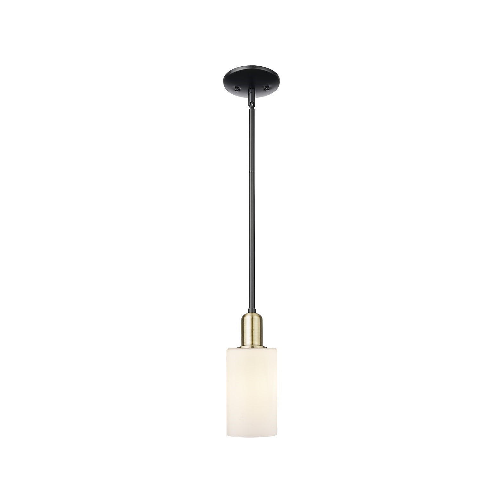 Innovations Clymer 4in 1-Light Mini Pendant | Industrial Black Antique Brass Steel and Matte White Glass | Kitchen Island & Dining | Model 716-1S-BAB-G801