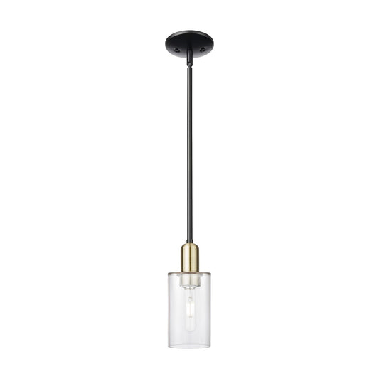 Innovations Clymer 1-Light Mini Pendant | Industrial Black Antique Brass Steel and Clear Glass | Kitchen Island & Dining Room | Model 716-1S-BAB-G802