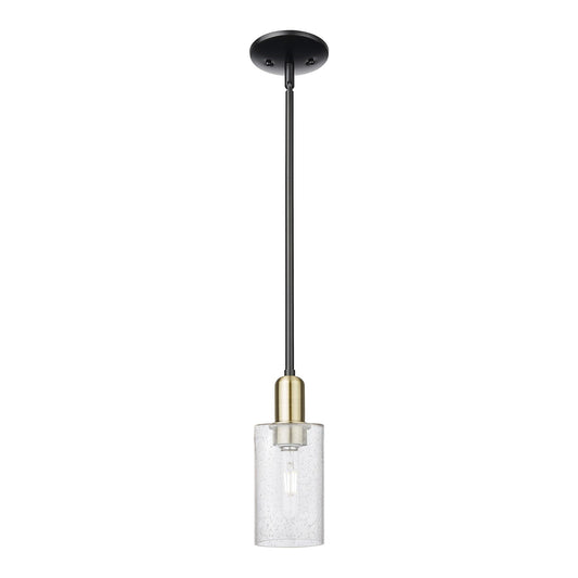 Innovations Clymer 4in 1-Light Mini Pendant | Industrial Black Antique Brass and Seedy Glass | Kitchen Island | 3.88 x 3.88 x 9.5 | Model 716-1S-BAB-G804