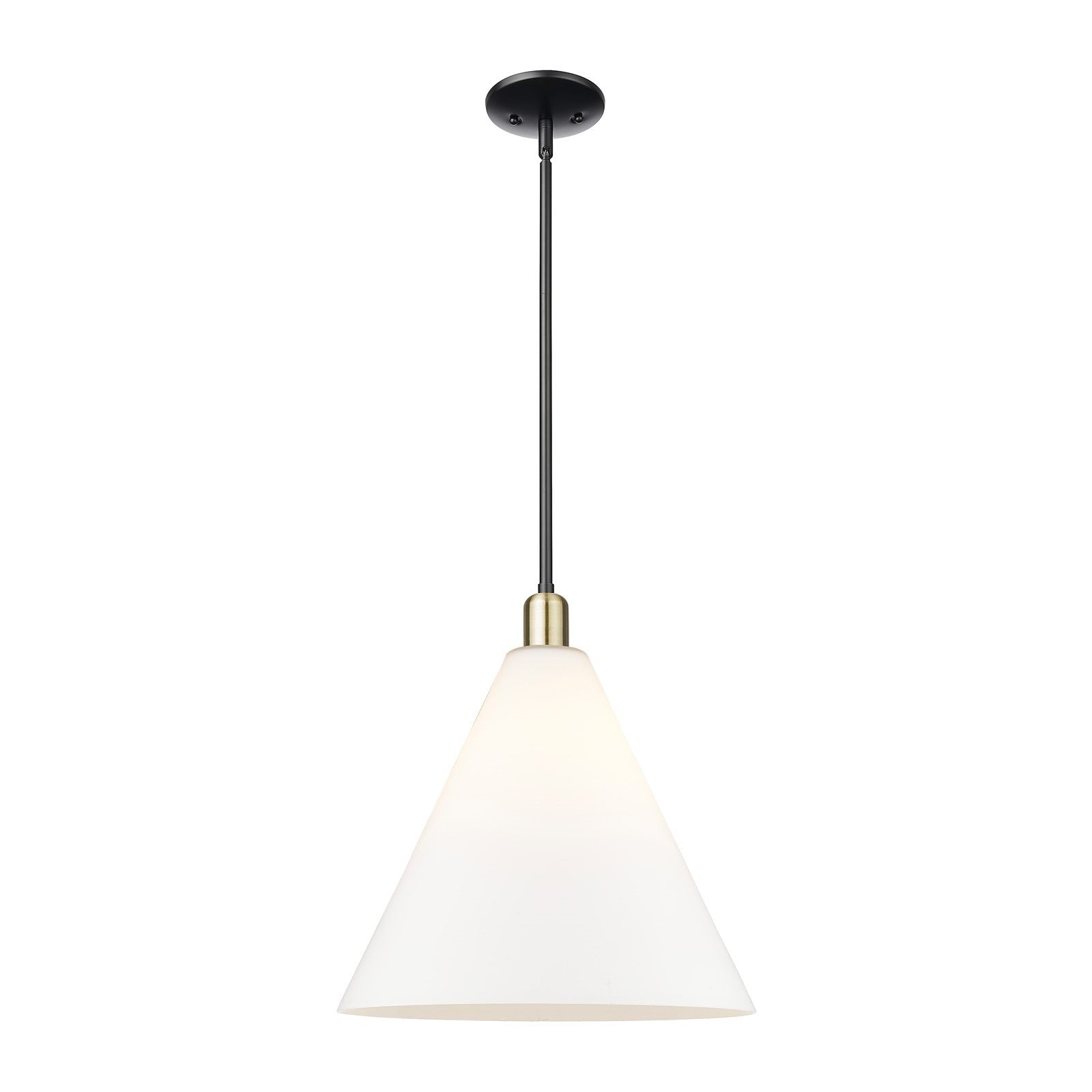Innovations Berkshire Glass 16in 1-Light Mini Pendant | Industrial Black Antique Brass and Matte White Glass | Kitchen Island & | Model 716-1S-BAB-GBC-161