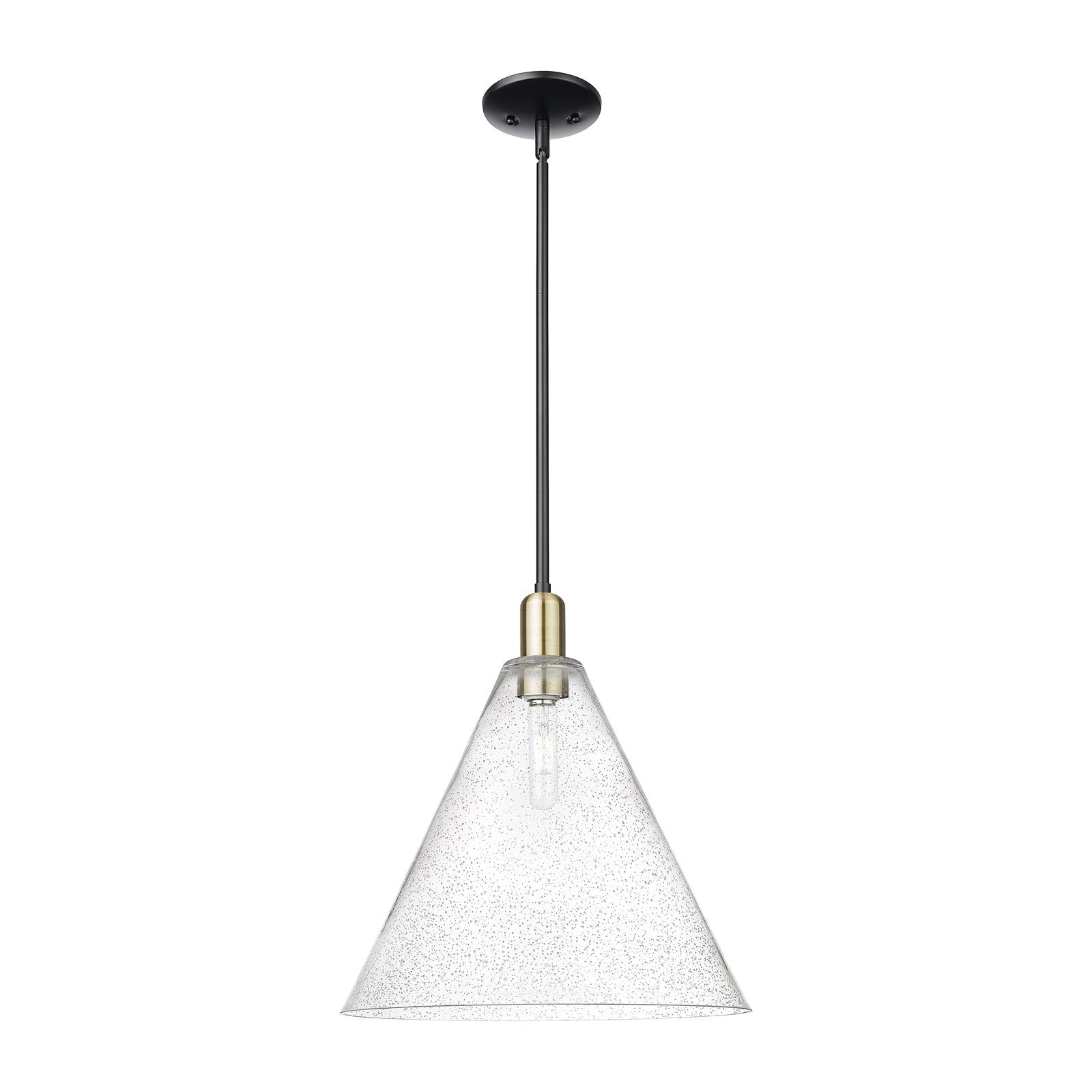 Innovations Berkshire Glass 16in 1-Light Mini Pendant | Industrial Black Antique Brass and Seedy Glass | Kitchen Island & | Model 716-1S-BAB-GBC-164